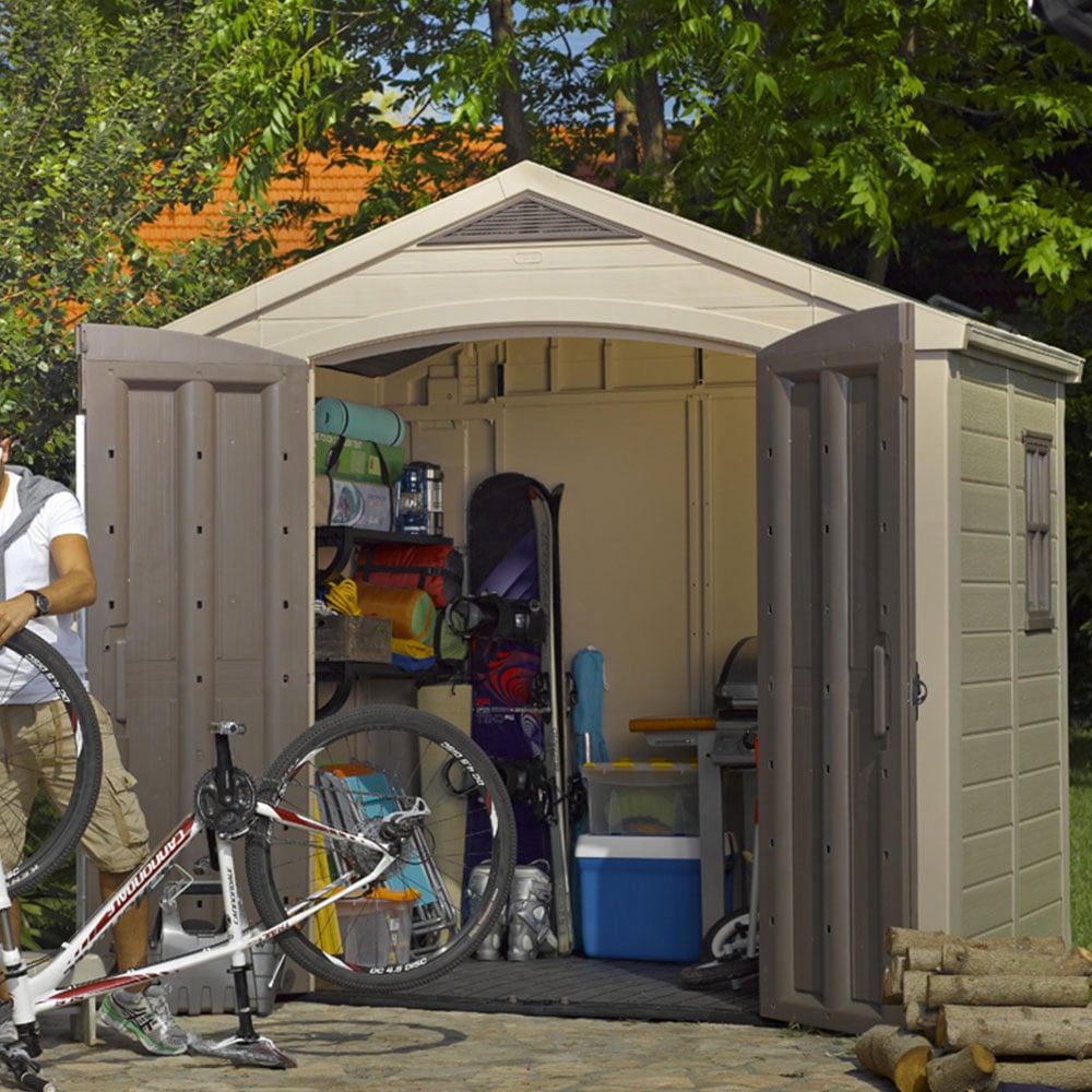 8 x 6ft Beige Outdoor Apex Garden Storage Shed