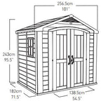 8 x 6ft Beige Outdoor Apex Garden Storage Shed