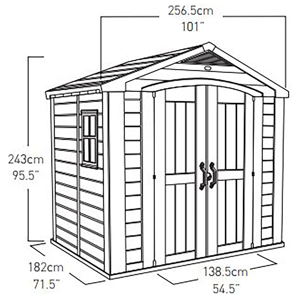 8 x 6ft Beige Outdoor Apex Garden Storage Shed