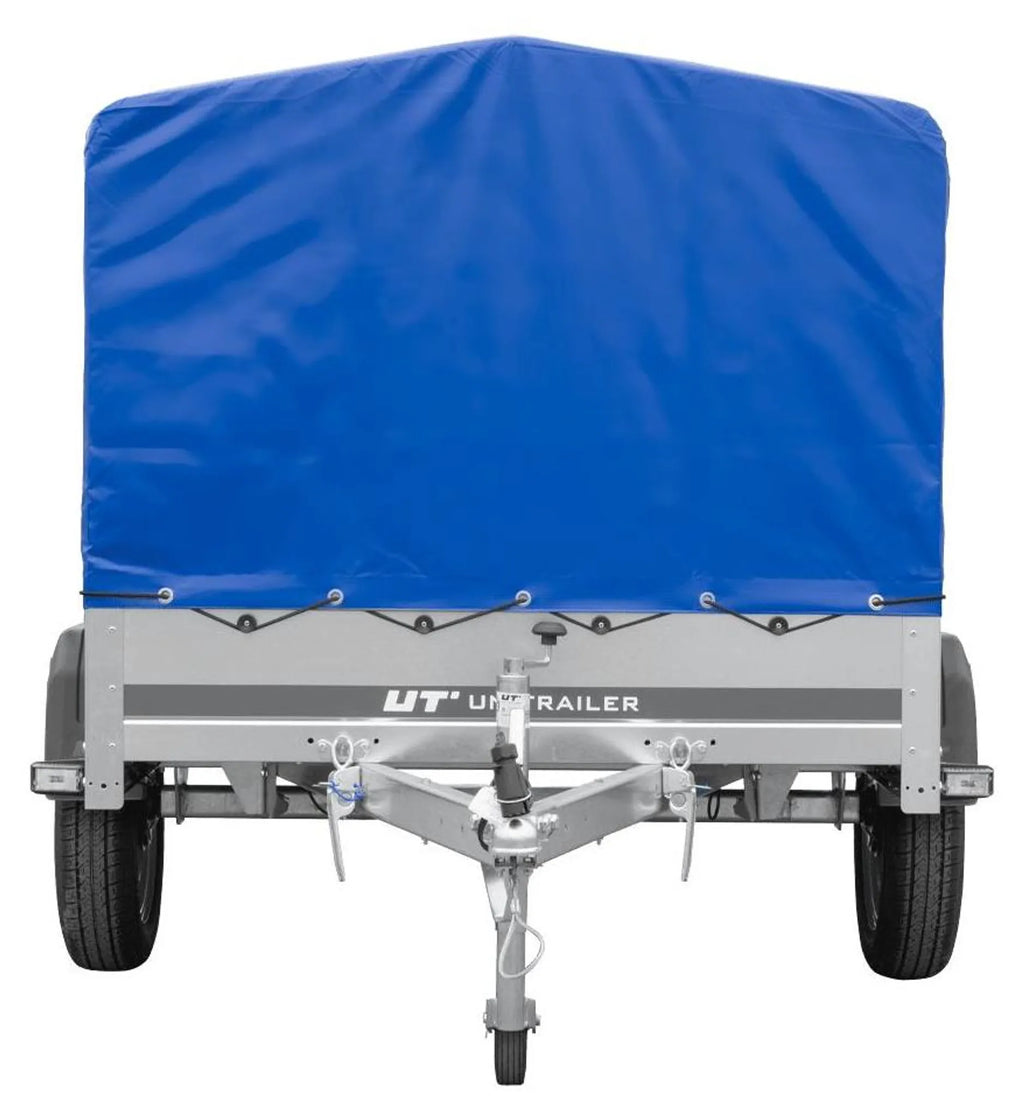 Trailer with tarpaulin GARDEN TRAILER 201 TIPP [with support wheel, blue high tarpaulin and high bows]