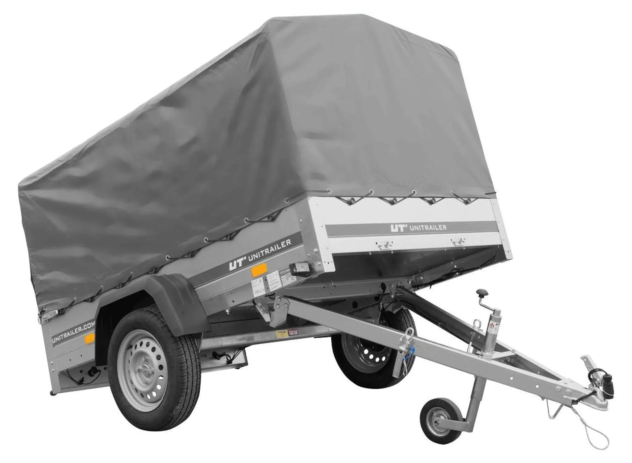 Car trailer GARDEN TRAILER 201 TIPP with support wheel, tarpaulin and high frame