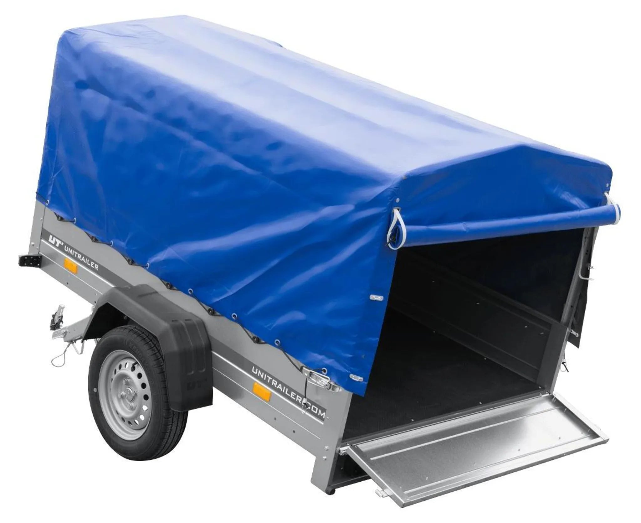Trailer with tarpaulin GARDEN TRAILER 201 TIPP [with support wheel, blue high tarpaulin and high bows]