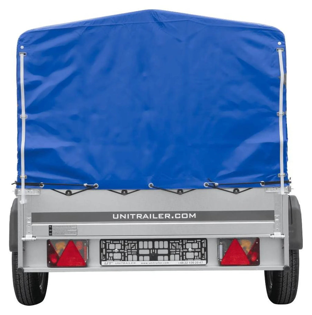 Trailer with tarpaulin GARDEN TRAILER 201 TIPP [with support wheel, blue high tarpaulin and high bows]