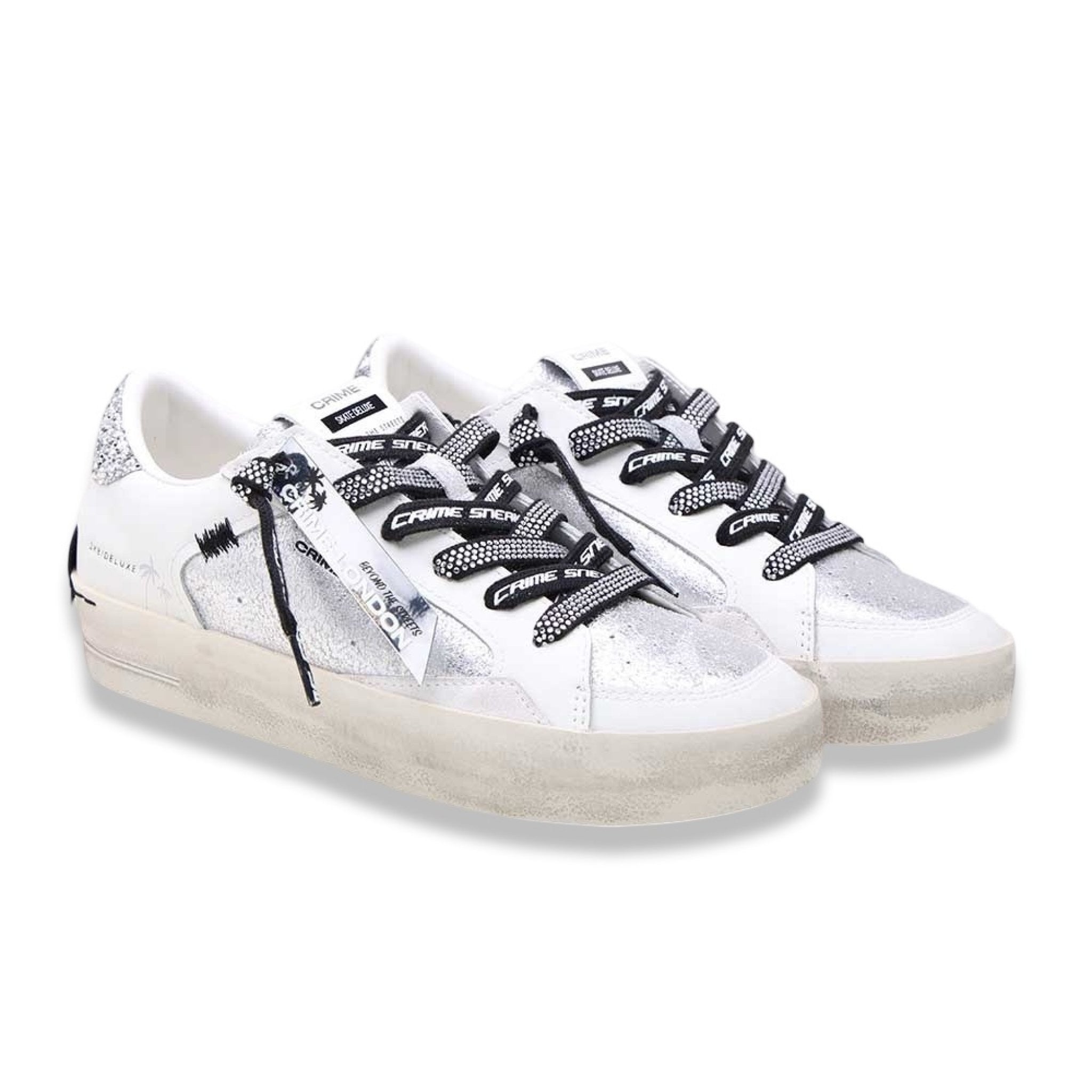 Crime london sk8 deluxe white silver