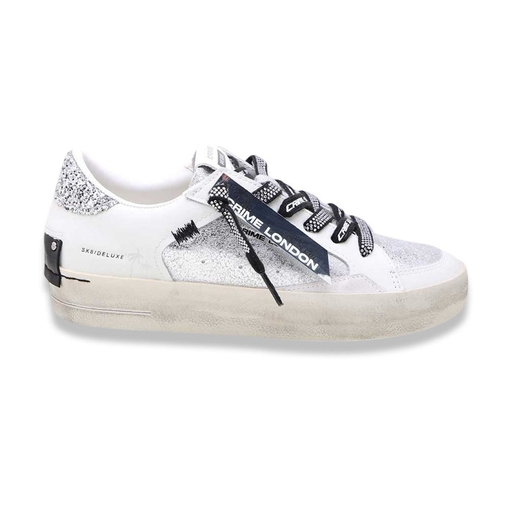 Crime london sk8 deluxe white silver