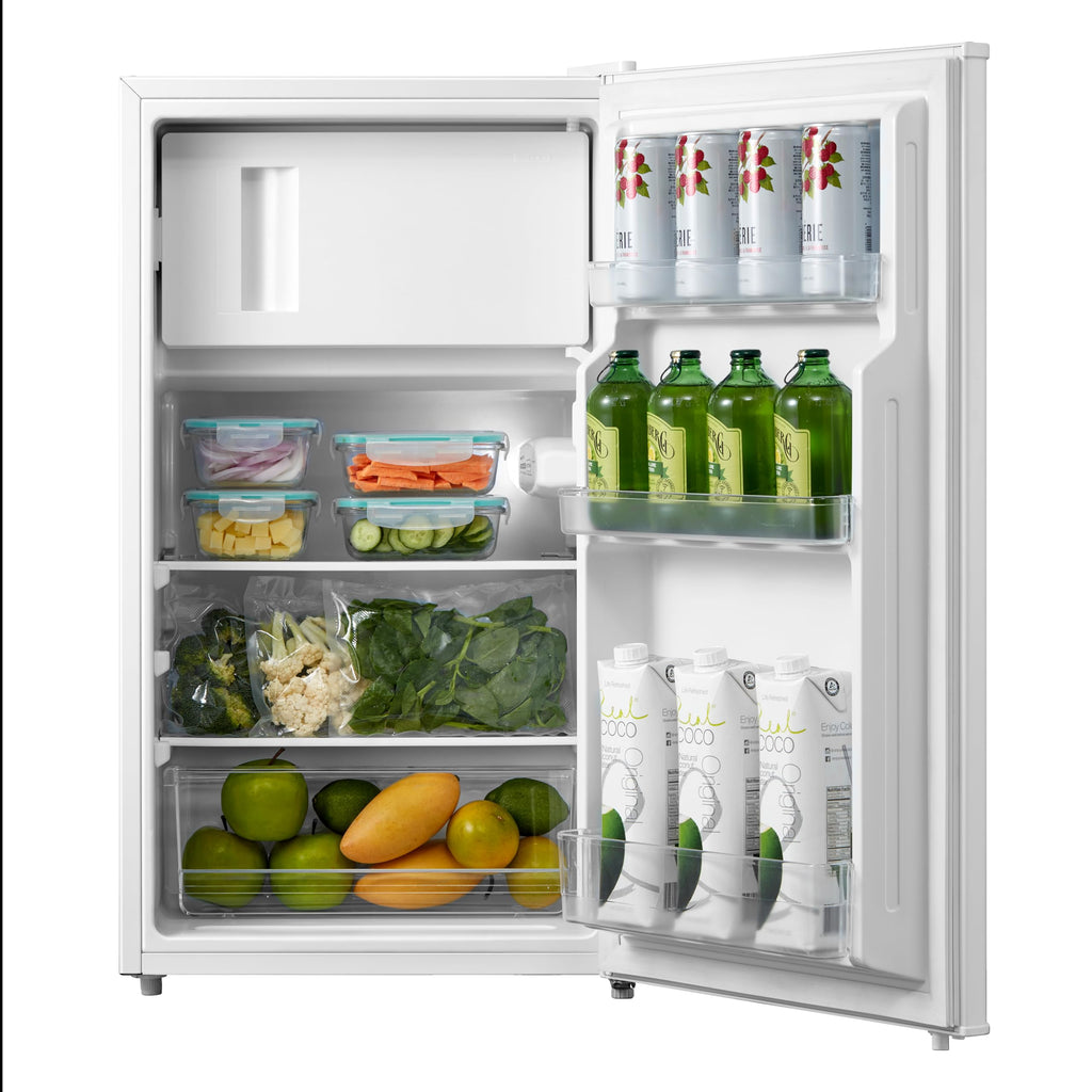 COMFEE' RCD80WH3UK(E) 80L Under Counter Fridge with 4 Star Ice Box, Inverter Compressor, Quiet 39dB, LED Light, Reversible Door, Adjustable Temperature Control, White