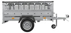 Car trailer GARDEN TRAILER 201 TIPP with mesh side extensions, support wheel and flat tarpaulin