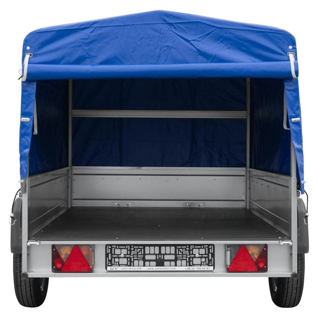 Trailer with tarpaulin GARDEN TRAILER 201 TIPP [with support wheel, blue high tarpaulin and high bows]