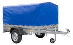 Trailer with tarpaulin GARDEN TRAILER 201 TIPP [with support wheel, blue high tarpaulin and high bows]