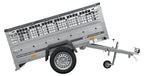 Car trailer GARDEN TRAILER 201 TIPP with mesh side extensions, support wheel and flat tarpaulin