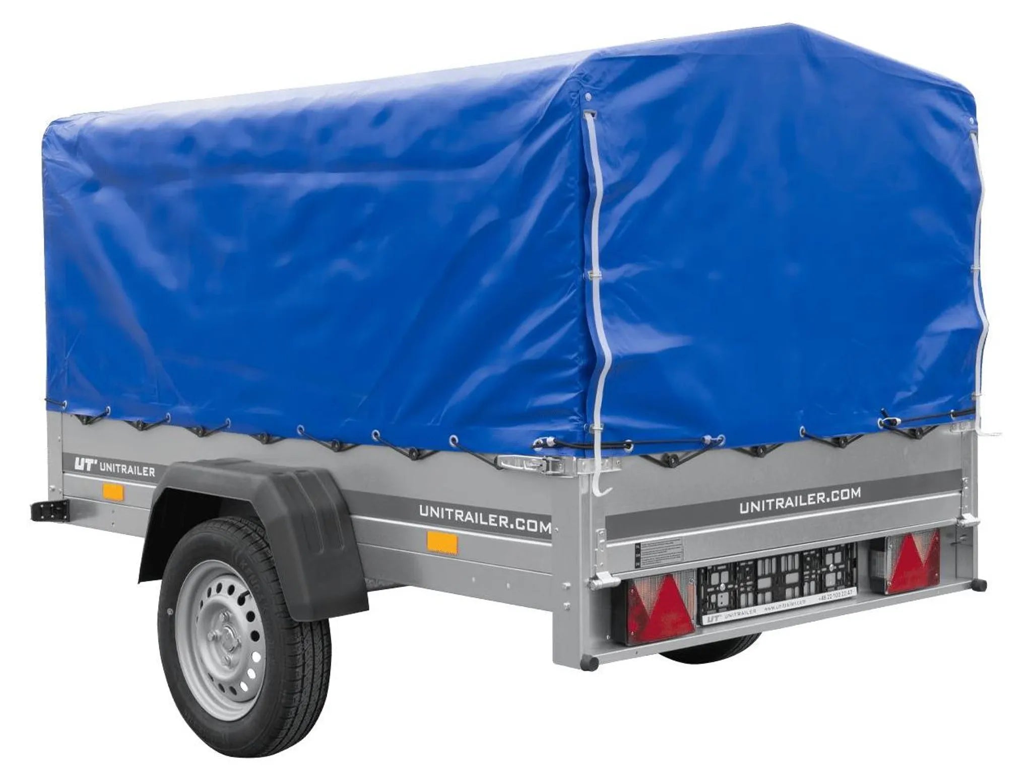 Trailer with tarpaulin GARDEN TRAILER 201 TIPP [with support wheel, blue high tarpaulin and high bows]
