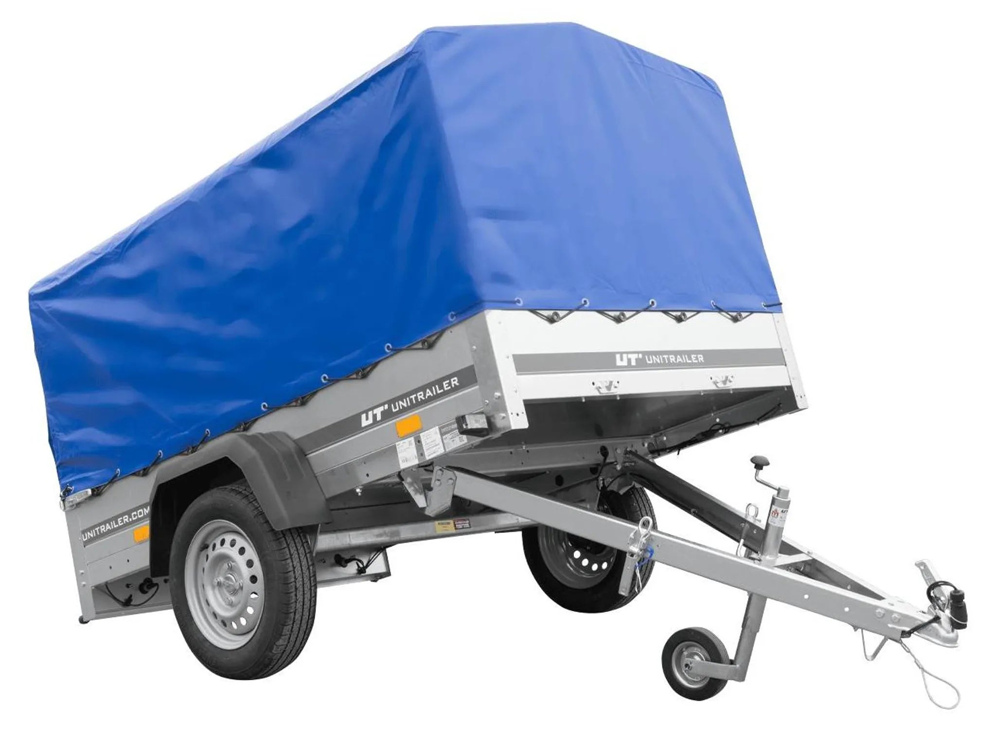 Trailer with tarpaulin GARDEN TRAILER 201 TIPP [with support wheel, blue high tarpaulin and high bows]