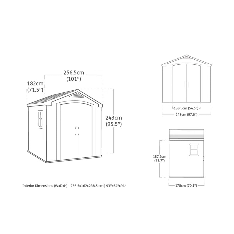 8 x 6ft Beige Outdoor Apex Garden Storage Shed