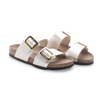 Birkenstock sidney buckle pearl white