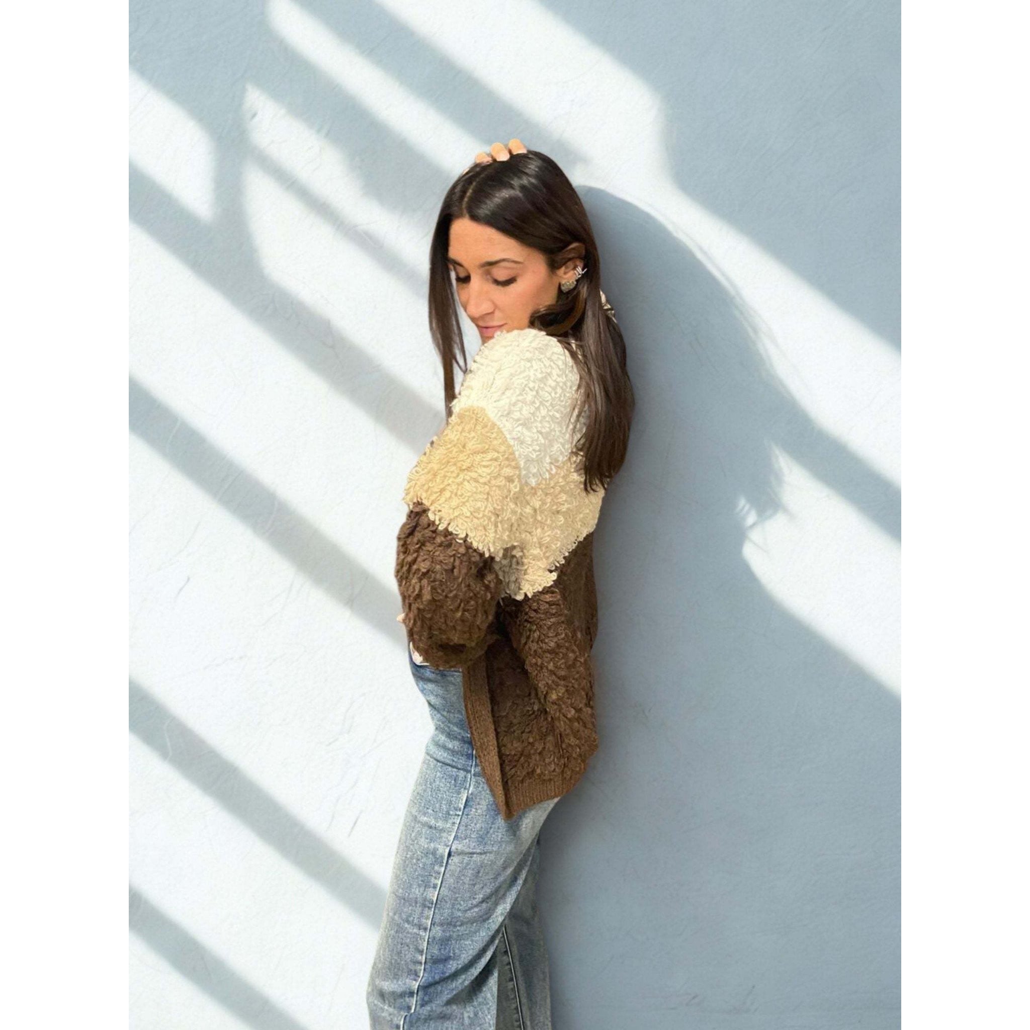 Ste maglione righe7 beige moro