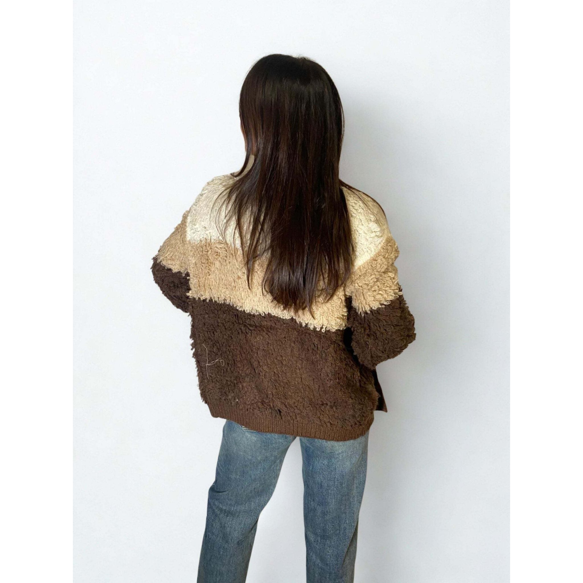 Ste maglione righe7 beige moro